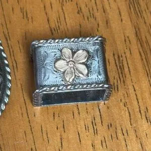 Bohlin made sterling & 14k parade series new old stock belt buckle set. Edward H. Bohlin Sterling Silver & 14KT Gold Belt Buckle Set  main image 2